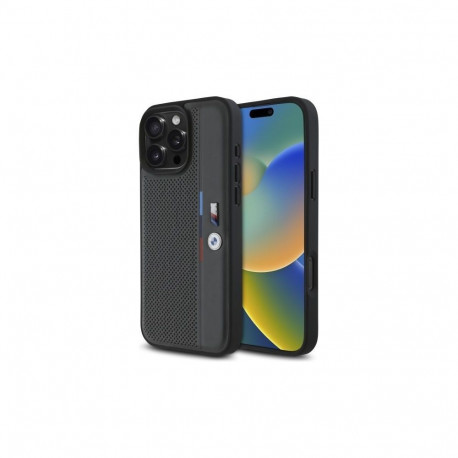 BMW BMW M Perforated Tricolor Detail Line Case for iPhone 16 Pro - Dark Gray