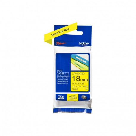 Brother TZe-641 Laminated Tape Black On Yellow, TZe, 8 m, 1.8 cm