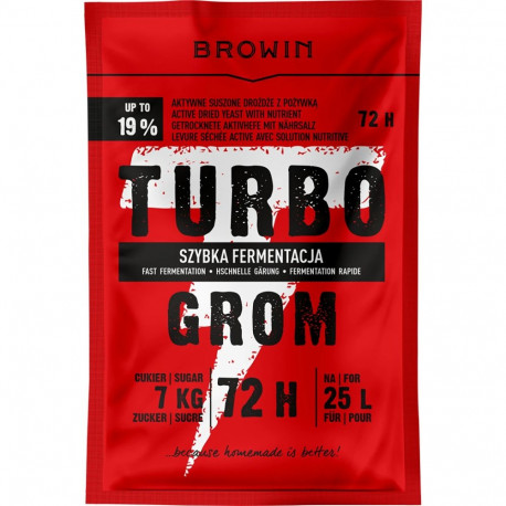 Browin Turbo GROM 72h distiller's yeast 403200, 120 g, 19% alcohol, 25 L batch, 6-8 kg sugar