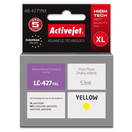 Activejet printeri tindikassett AB-427YNX, asendus Brother LC-427YXL-ile, Supreme, 53ml, kollane