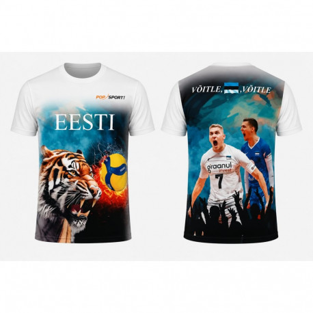 Popsport! Eesti võrkpalli fännisärk sinine/valge - L