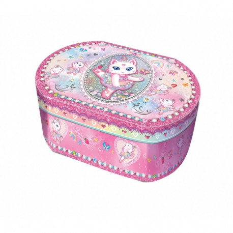 Oval music box Pecoware - Ballerina cat