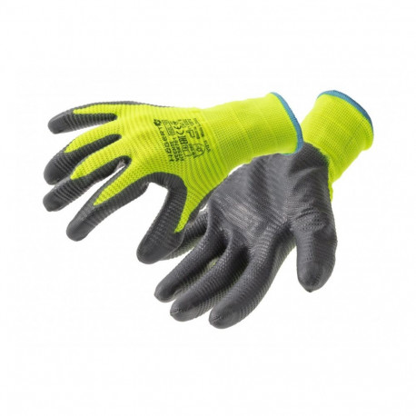 Hogert protective gloves HT5K761-9-W, 12 pairs, polyester, nitrile coating, abrasion resistance, tea