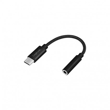USB-C helikaabel USB-C/M–3.5 mm TRRS 0.13cm, must