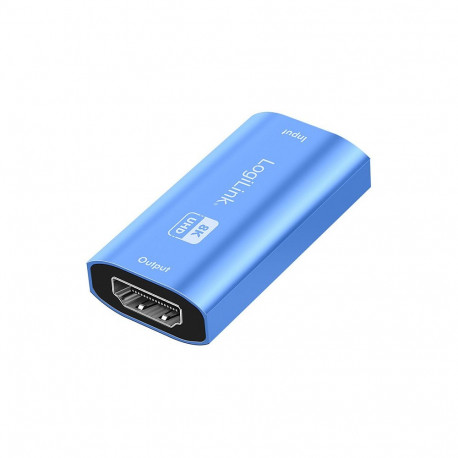 "HDMI repeater, 20m, 8K/60Hz, HDCP 2.3, Alu, blue"