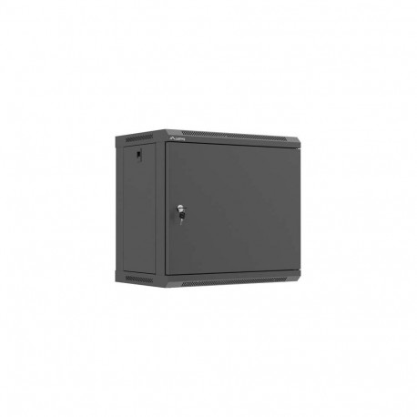 RACK CABINET 19" WALL-MOUNT 9U/540X350 (FLAT PACK) WITH METAL DOOR BLACK LANBERG