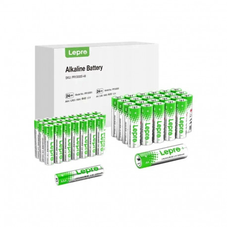 LEPRO 130003-48 AA/AAA Alkaline Batteries, 48-Pack