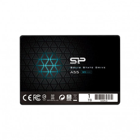 Silicon power A55 1000 GB, SSD interface SATA, Write speed 530 MB/s, Read speed 560 MB/s
