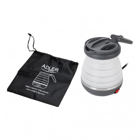 Adler Kettle AD 1279 Electric, 750 W, 0.6 L, Silicon, White