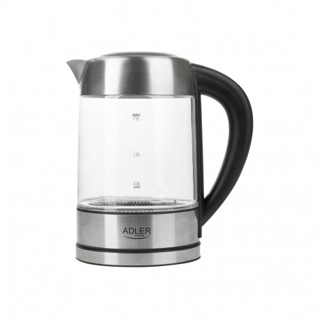 Adler Kettle AD 1247 NEW With electronic control, 1850 - 2200 W, 1.7 L, Stainless steel, glass, Stai