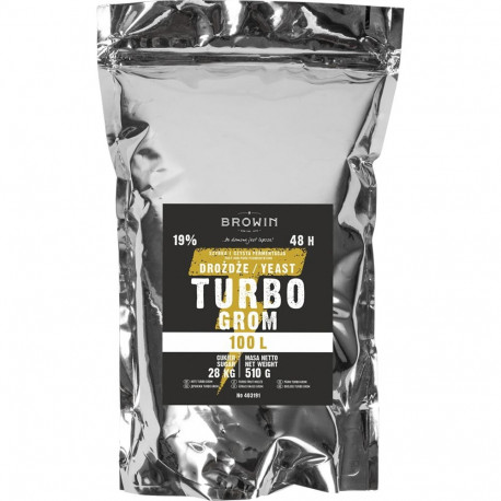 Browin Distillery Yeast Turbo Grom, 403191, 510 g, 48 h, 19%, 100 L, sugar yeast, pleasant aroma