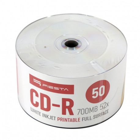 FIESTA CD-R 700MB 52X FULL FACE WHITE INKJET PRINTABLE SP*50 [43718]