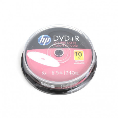 HP DVD+R DL 8,5GB 8X DOUBLE LAYER FF WHITE INKJET PRINTABLE CAKE*10 14263 / 69306