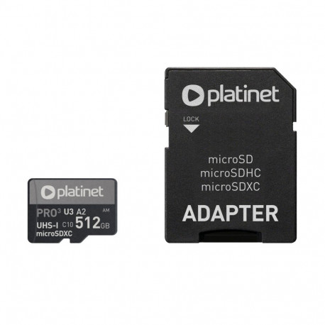 PLATINET microSDXC SECURE DIGITAL + ADAPTER SD 512GB class10 UIII A2