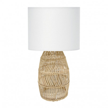 PLATINET TABLE RATTAN LAMP WHITE SHADE KORFU [45753]