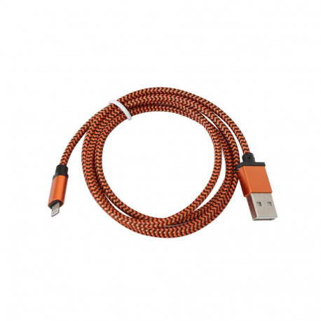 PLATINET USB LIGHTNING FABRIC BRAIDED CABLE 1M ORANGE