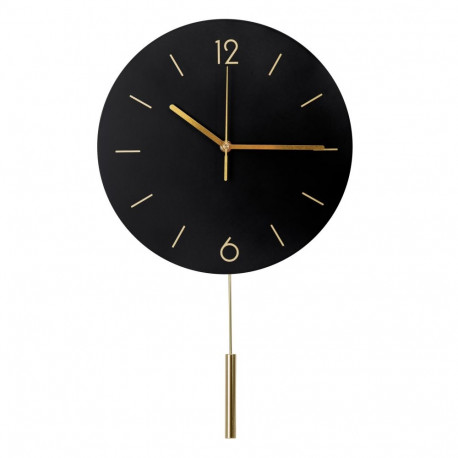 PLATINET ROUND WALL CLOCK LARK BLACK, silent mechanism, stylish pendulum [45960]
