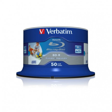 VERBATIM BD-R BLU-RAY 25GB 6X PRINTABLE CAKE*50 43812