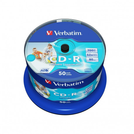 VERBATIM CD-R 700MB 52X AZO PRINTABLE FULL CAKE*50 43438