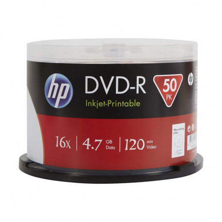 HP DVD-R 16x 4.7GB Inkjet Printable Cake*50 (DME00025WIP-3) 69317