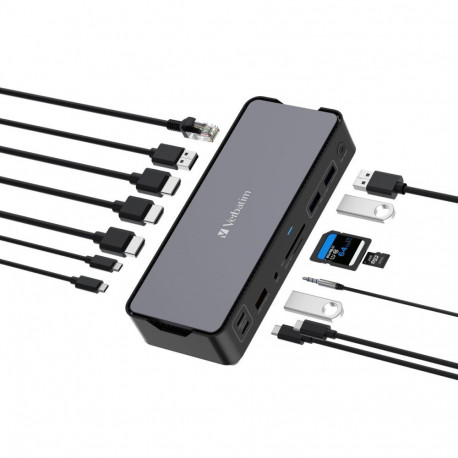 VERBATIM USB-C PRO DOCKING STATION 15 Port 2x USB-C GEN2 1x USB-A 2xHDMI DP RJ45 SD CDS-15 32171