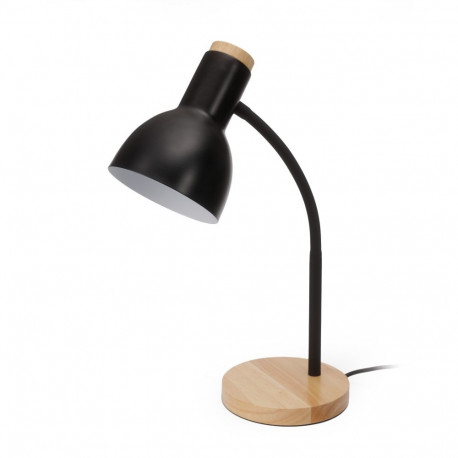 PLATINET DESK LAMP MARMA E27 WOODEN BASE BLACK [46007]
