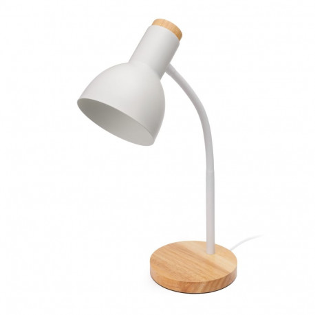 PLATINET DESK LAMP MARMA E27 WOODEN BASE WHITE [46008]