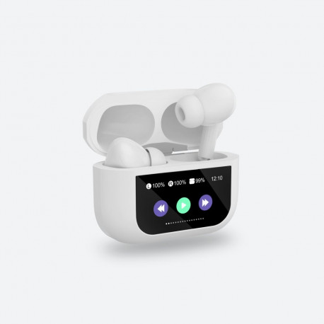 PLATINET TWS EAERPHONES TOUCH DISPLAY BLUETOOTH 5.4 300MAH ANC WHITE [46177]