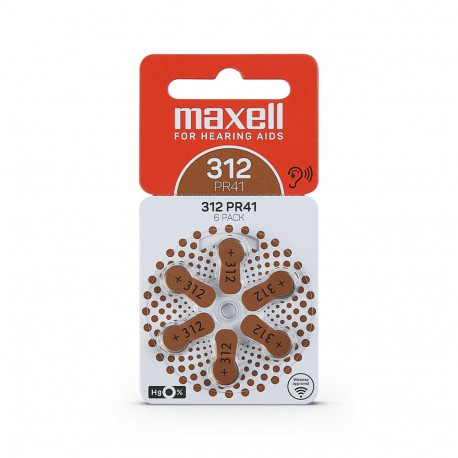 MAXELL BATTERY ZINK AIR PR41 (312) ZINK AIR 6PK BLISTER 790421.00.EU
