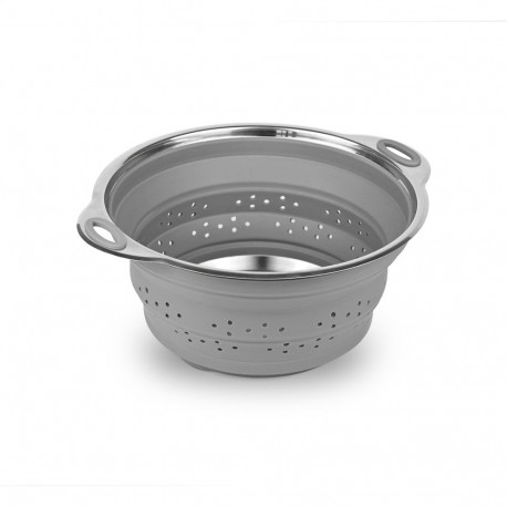 PLATINET SILICONE FOLDABLE CAMPING COLANDER 24x28x12cm GREY [46301]