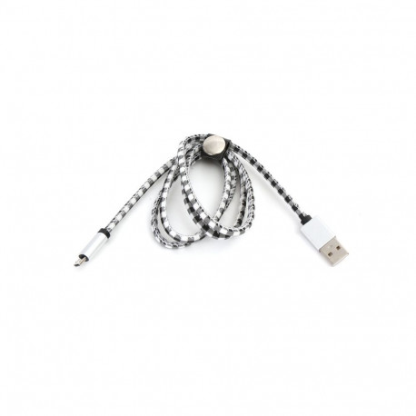 PLATINET MICRO USB TO USB LEATHER CHECKED CABLE 1M WHITE