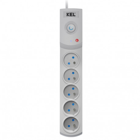 Kaitsme ja ülepingekaitsega professionaalne pikendusjuhe, 5 pesa, pikkus 1,5m, 10A, 230V, 2300W, hal