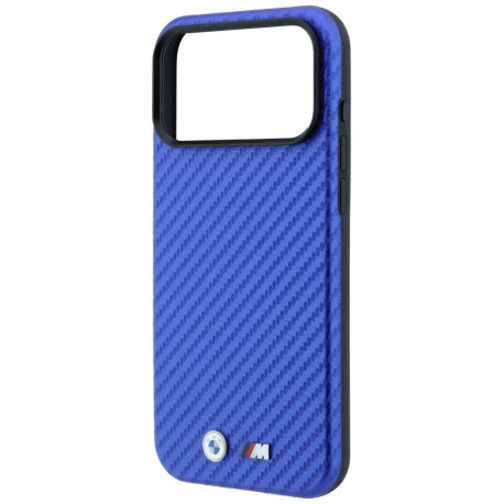 BMW case for IPHONE 18 Pro/17 Pro compatible with MagSafe (Carbon Metal Logo) blue