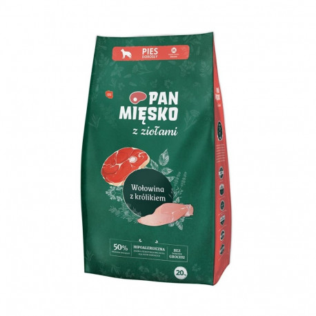 PAN MIĘSKO kuiv koeratoit M veiseliha ja küülikuga, ürtidega, 20kg