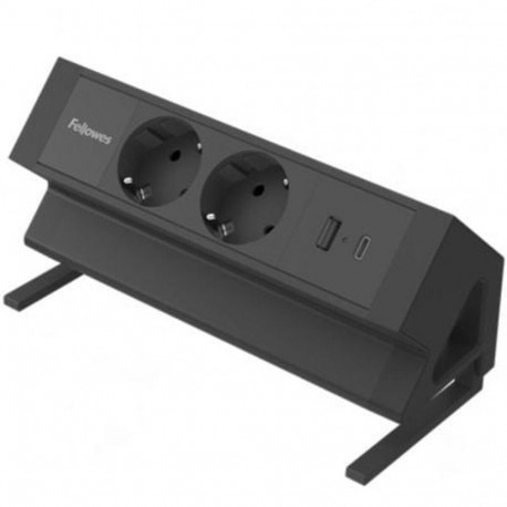 Pikendusjuhe / laadimisjaam lauale FELLOWES Desk 2-pesa, 1 x USB-A ja 1 x USB-C must
