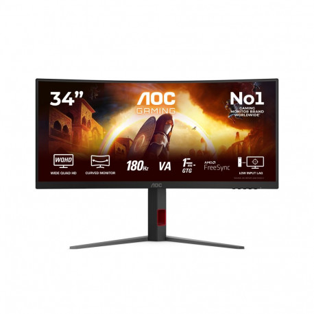 AOC G4 CU34G4/69, 86.4 cm (34"), 3440 x 1440 pixels, 1 ms, Black, Red