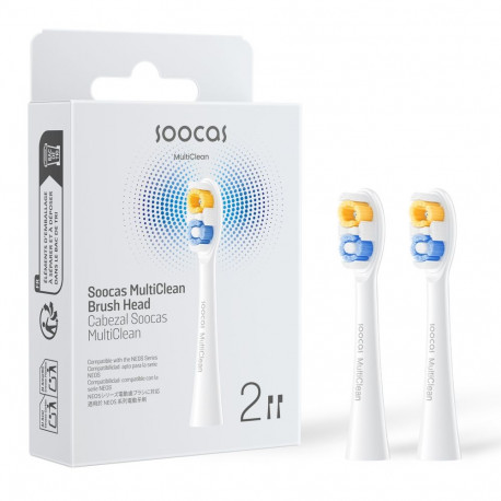 SOOCAS NEOS II Replacement Brush Head Classic Clean, Pearl White (2 packs in 1 box)