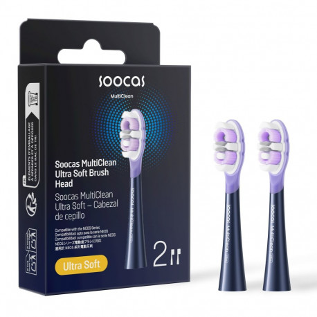 SOOCAS NEOS II Replacement Brush Head Ultra Soft, Midnight Blue (2 packs in 1 box)