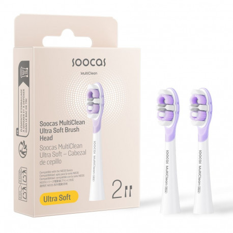 SOOCAS NEOS II Keičiama šepetėlio galvutė Ultra Soft, White (2 galvutės pakuotėje)