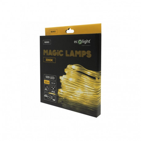Magiczne lampki 500 led 3000k 50m dc5v