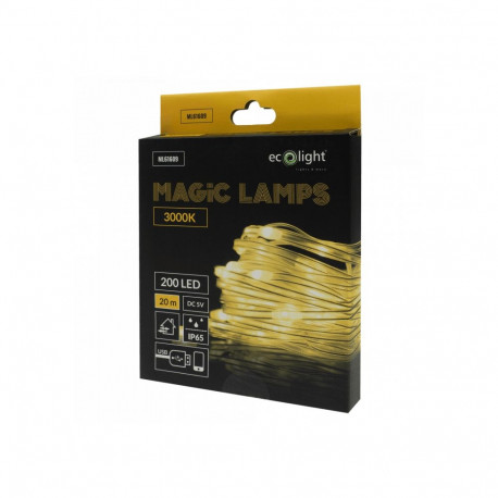 Dekoratiivne valguskett 200 LED 3000K 20m DC5V