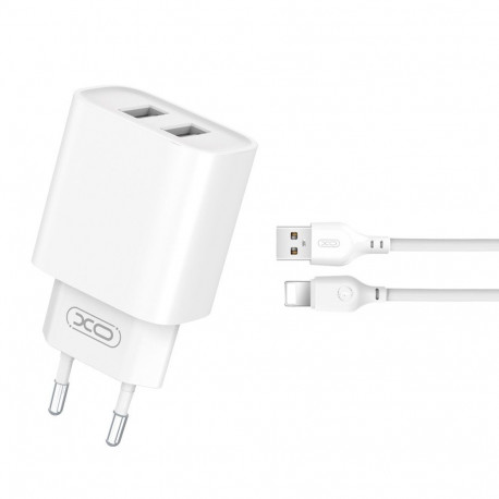 Xo võrgulaadija ce02c 2x USB 2,1A koos Lightning-kaabliga, valge