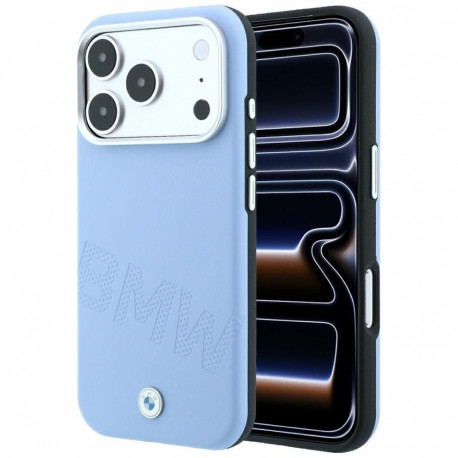 BMW case for IPHONE 18 Pro/17 Pro compatible with MagSafe (Sign Inclined Deboss Letters) blue