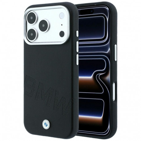 BMW case for IPHONE 18 Pro/17 Pro compatible with MagSafe (Sign Inclined Deboss Letters) black