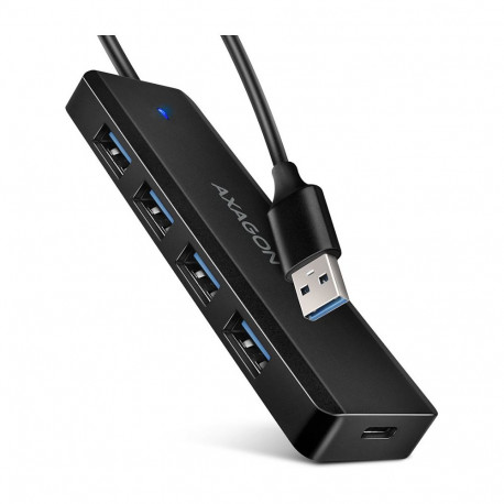 "AXAGON HUE-C1A Superspeed USB-A Travel Hub, 4x USB 3.0 - 20cm, schwarz"