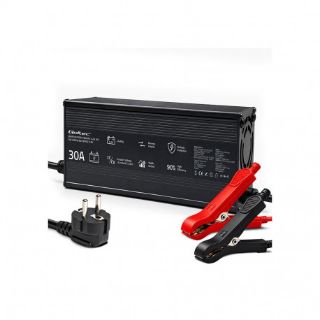 Qoltec spetsiaalne akulaadija LiFePO4 12V 30A PF 0.9 LED, intelligentne laadimine