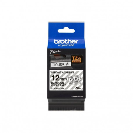 Brother TZe-S131 Strong Adhesive Laminated Tape Black on Clear, TZe, 8 m, 1.2 cm