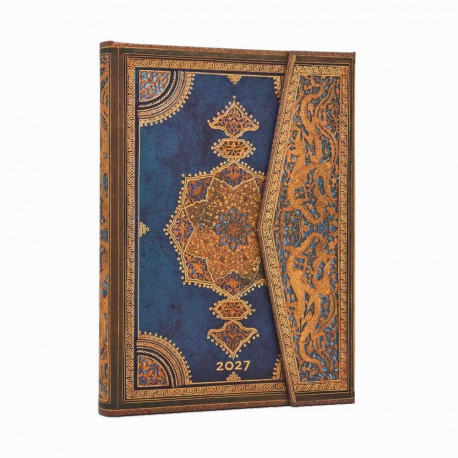 Raamatkalender 2027 Paperblanks Safavid Indigo Midi nädal horisontaalne