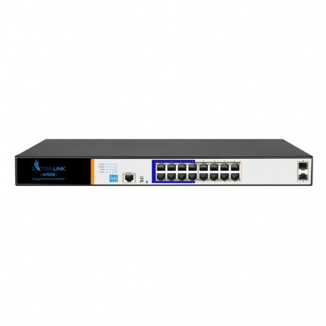 Extralink PoE-lüliti ARES 16x Gigabit PoE/PoE+ 2x SFP 1x Console 150W, hallatav