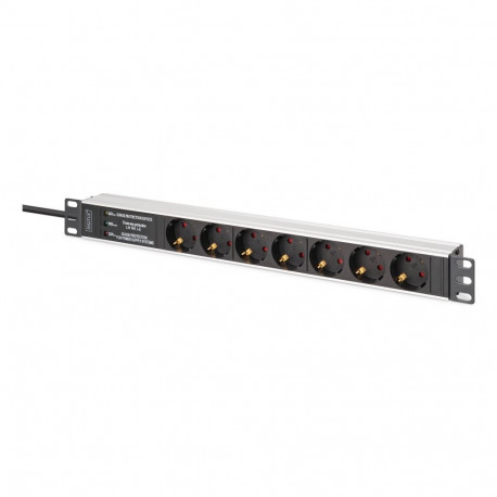 Digitus DN-95441 power distribution unit (PDU) 7 AC outlet(s) 1U Black, Silver